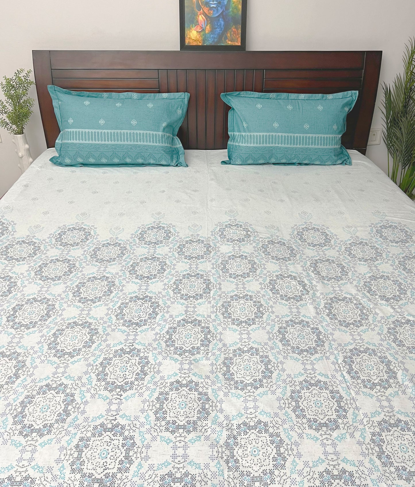 Morning Mists - 210TC Super Soft Cotton, King Size Bedsheet Set