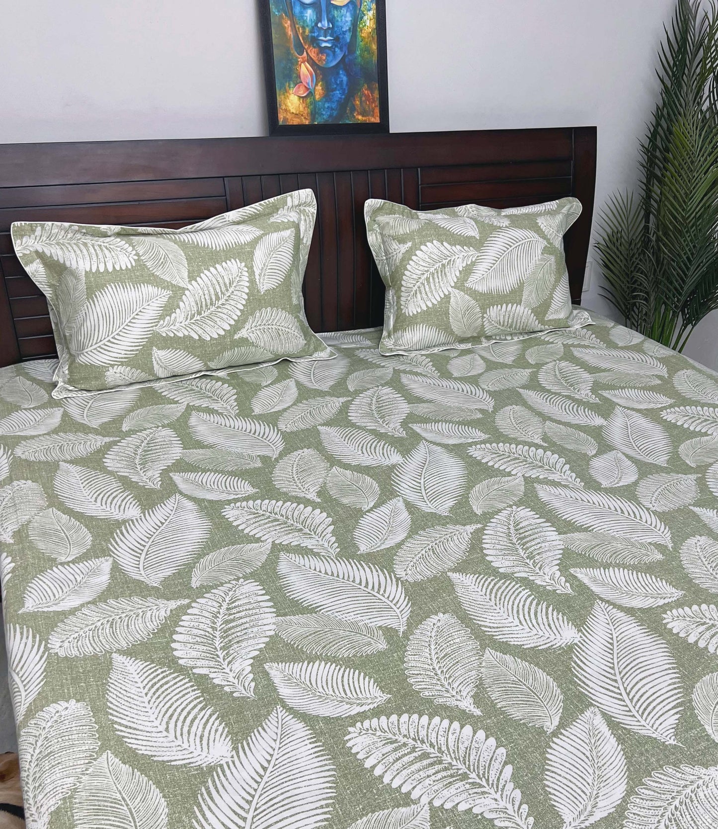 Spring(Green Color) - 210 TC, Superior Cotton, King Size Bedsheet Set