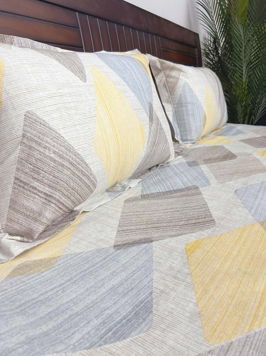Hello Summer  - 144TC Superior Cotton , Queen Size Bedsheet Set