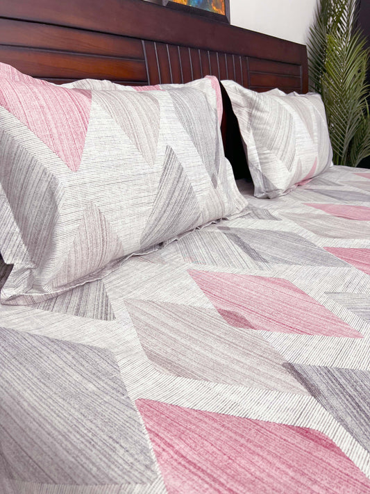 Hello Summer (Pink Color)  - 144TC Superior Cotton , Queen Size Bedsheet Set