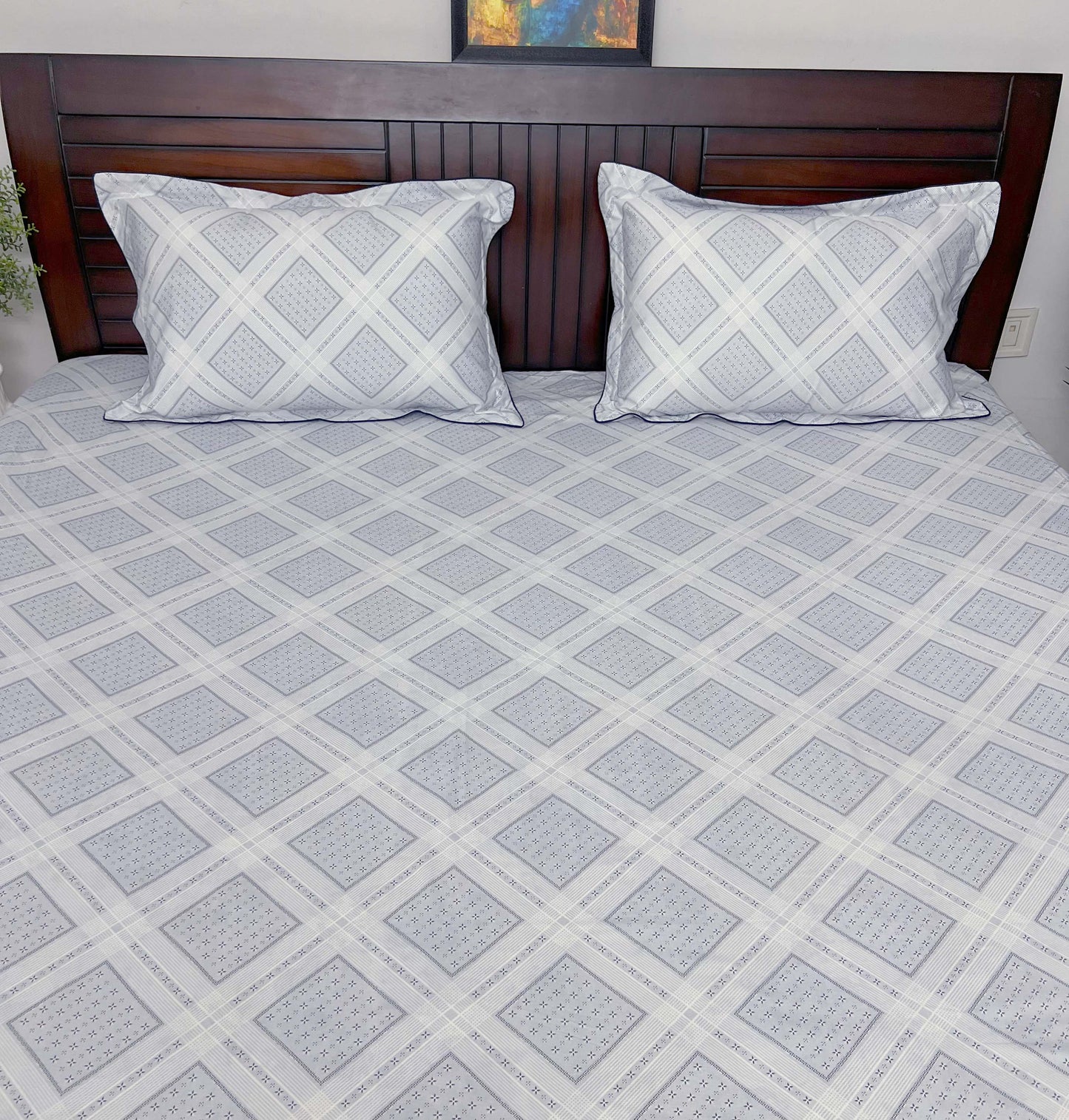 Serenity in blue - 210 TC Super Soft , King Size Bedsheet Set