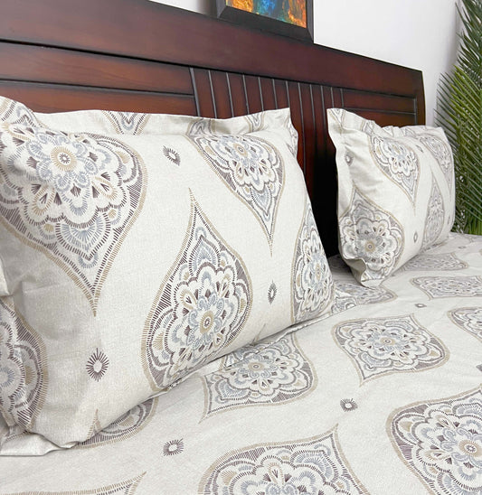 Classic Charms - 144TC Superior Cotton , Queen Size Bedsheet Set