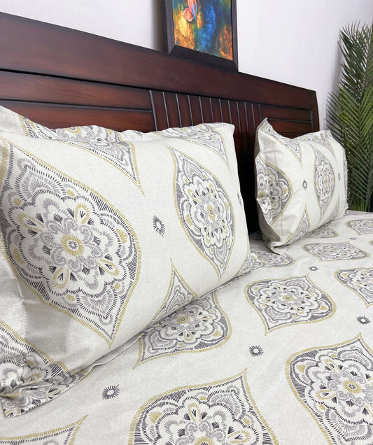 Classic Charms - 144TC Superior Cotton , Queen Size Bedsheet Set