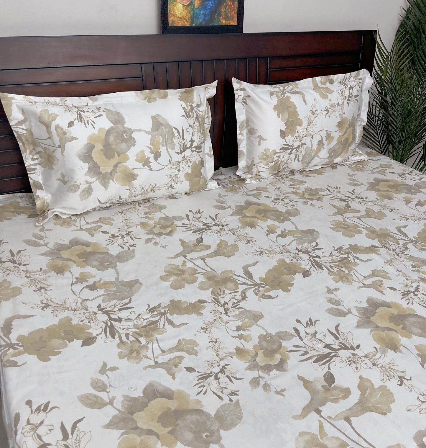 Blooming Grace - 300 TC, Superior Cotton, King Size Bedsheet Set