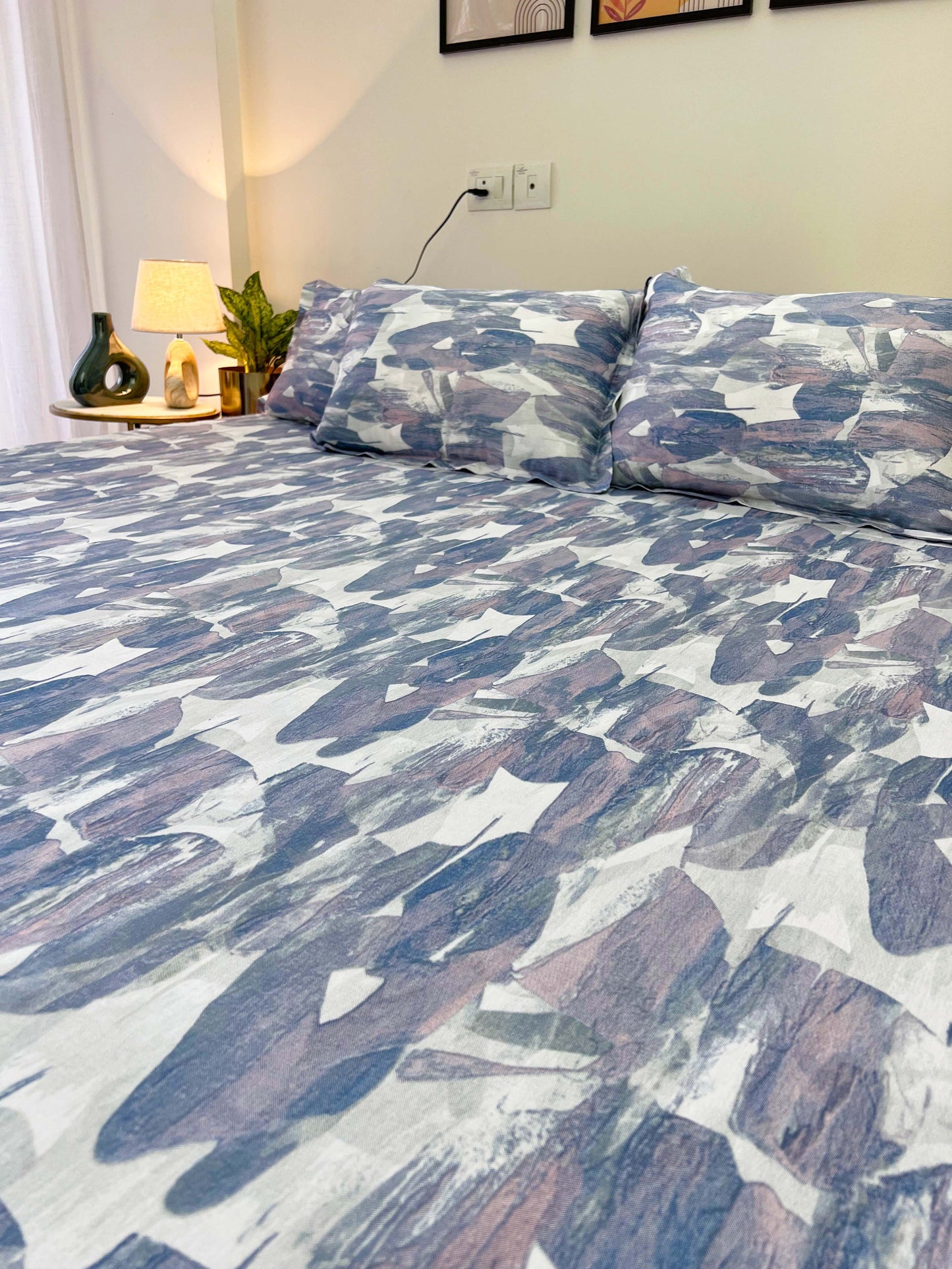 Vibrant Joy Bedsheet - 300TC Superior Cotton , King Size Bedsheet Set